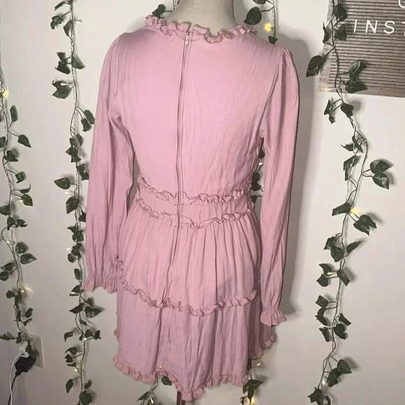 Francesca’s Mi Ami Longsleeve Pink Lana Ruffle Mini Dress - Picture 8 of 11